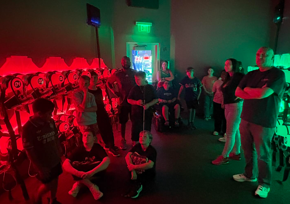 Wilder students getting ready to play laser tag