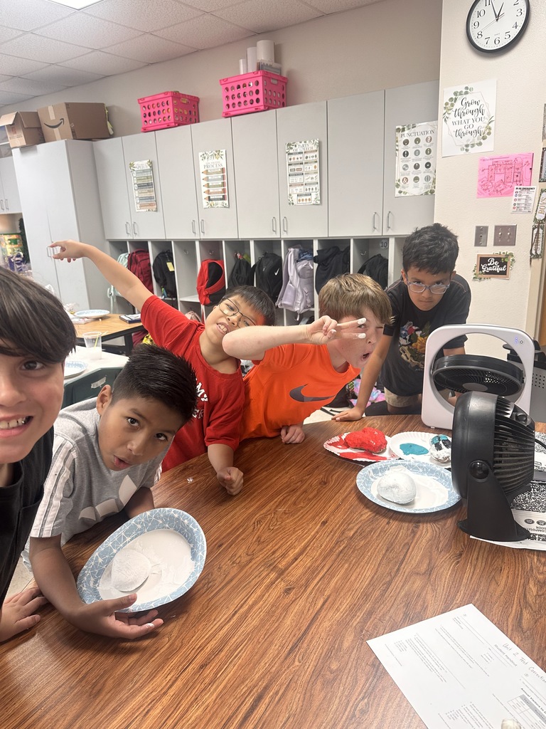 Wildcats working on a rock painting project for the courtyard.