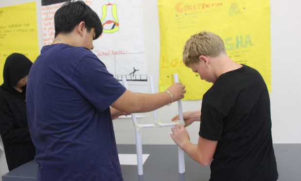 Students working on an engineering project