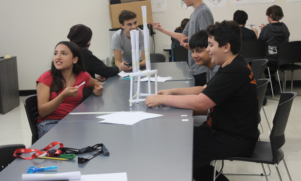 Students working on an engineering project