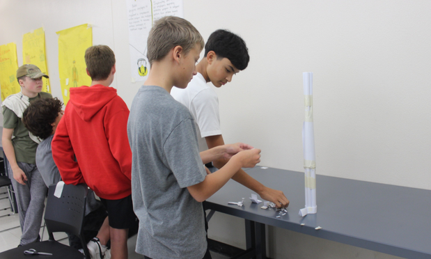 Students working on an engineering project