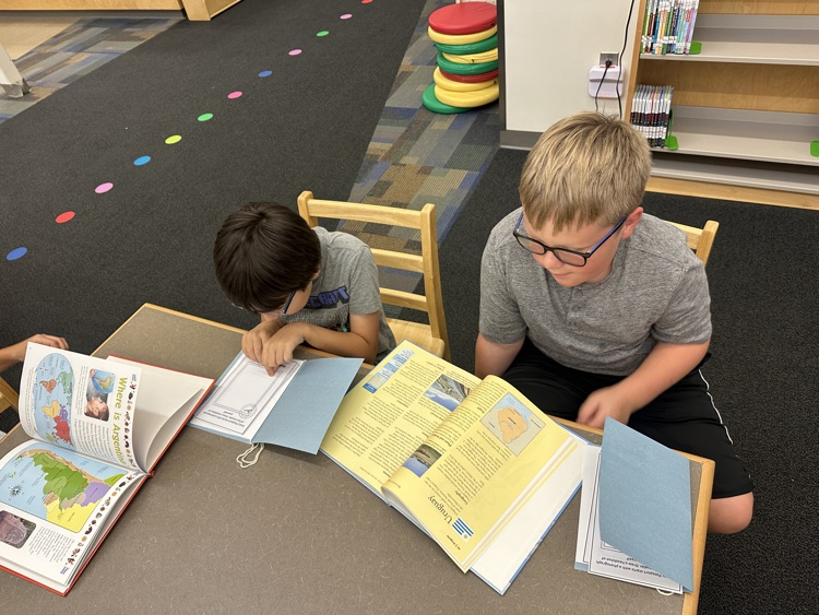 students researching