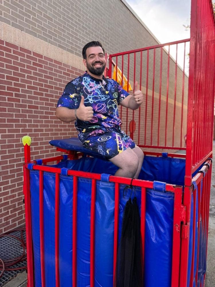 Morton in a dunk tank