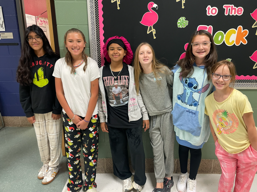 Students posing in their pajamas