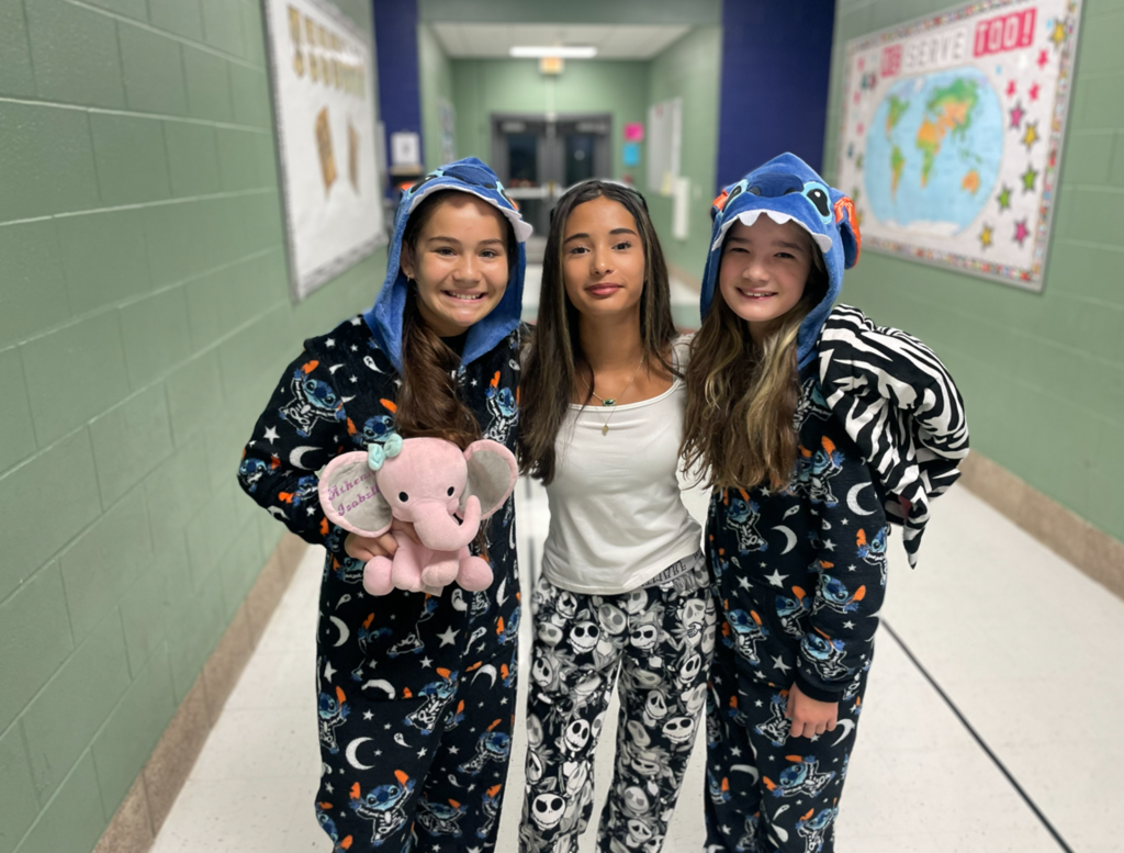 Students posing in their pajamas