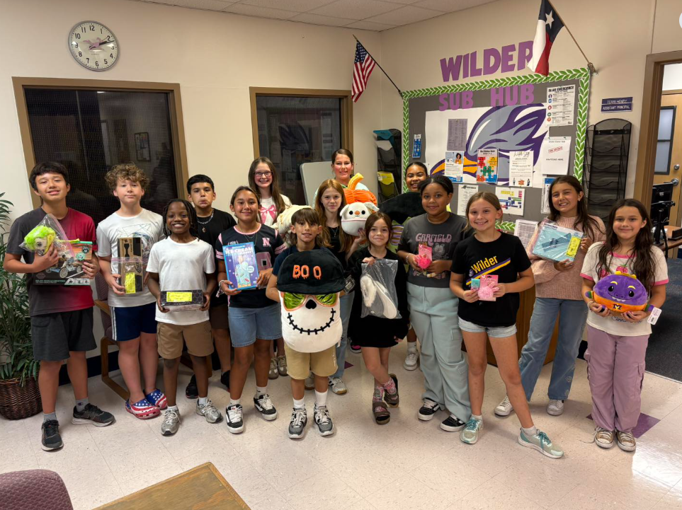 The winners of school store raffle.