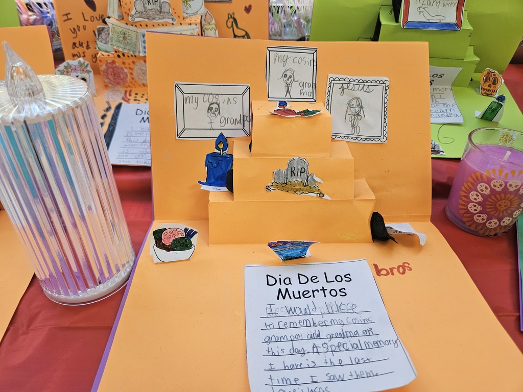 Bright and colorful ofrenda to celebrate the tradition of Dia de los Muertos