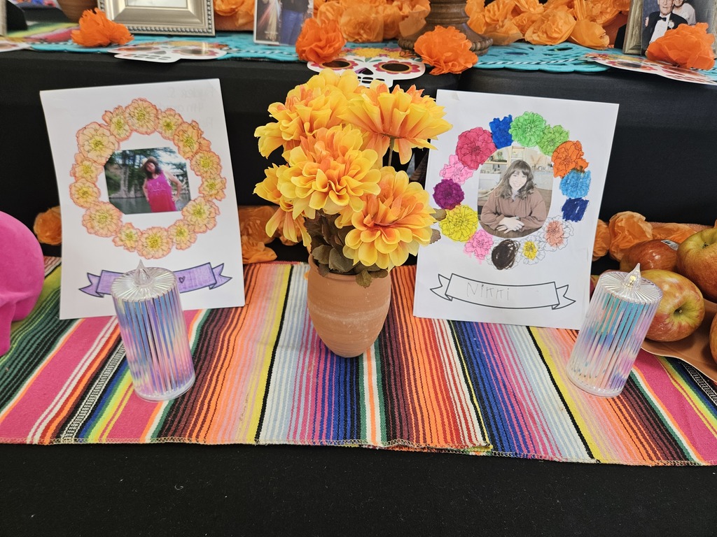 Bright and colorful ofrenda to celebrate the tradition of Dia de los Muertos