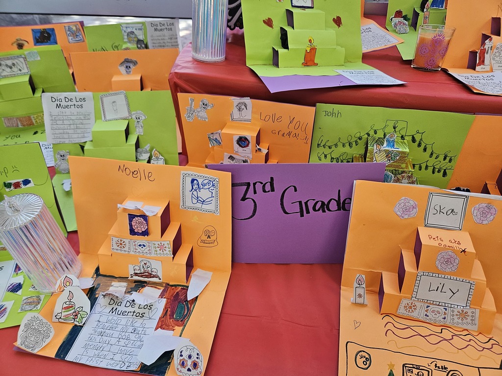 Bright and colorful ofrenda to celebrate the tradition of Dia de los Muertos