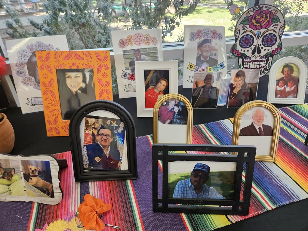 Bright and colorful ofrenda to celebrate the tradition of Dia de los Muertos