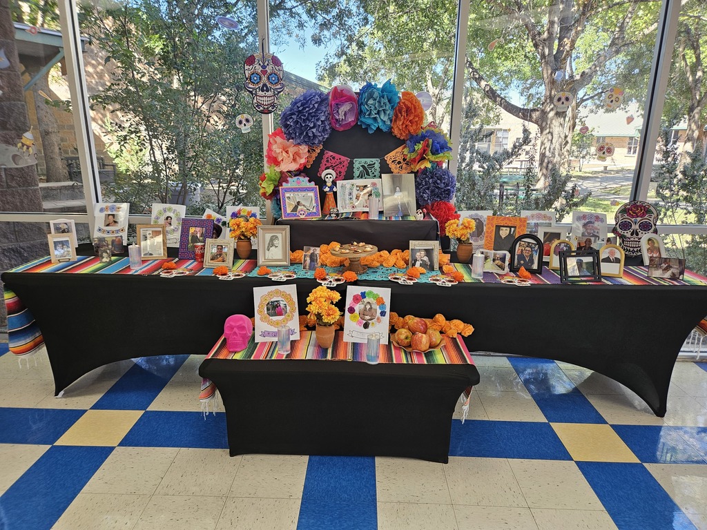 Bright and colorful ofrenda to celebrate the tradition of Dia de los Muertos
