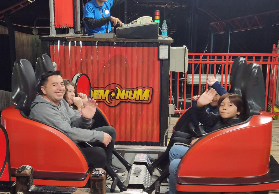 Wilder parents and kids on a rollercoaster