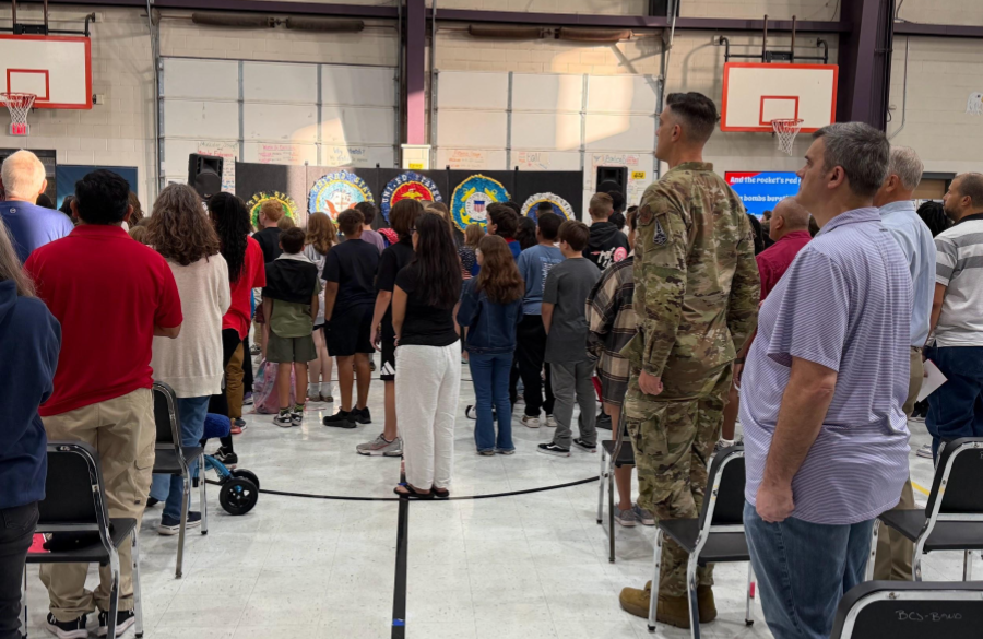picture of a parents at the veterans day assembly