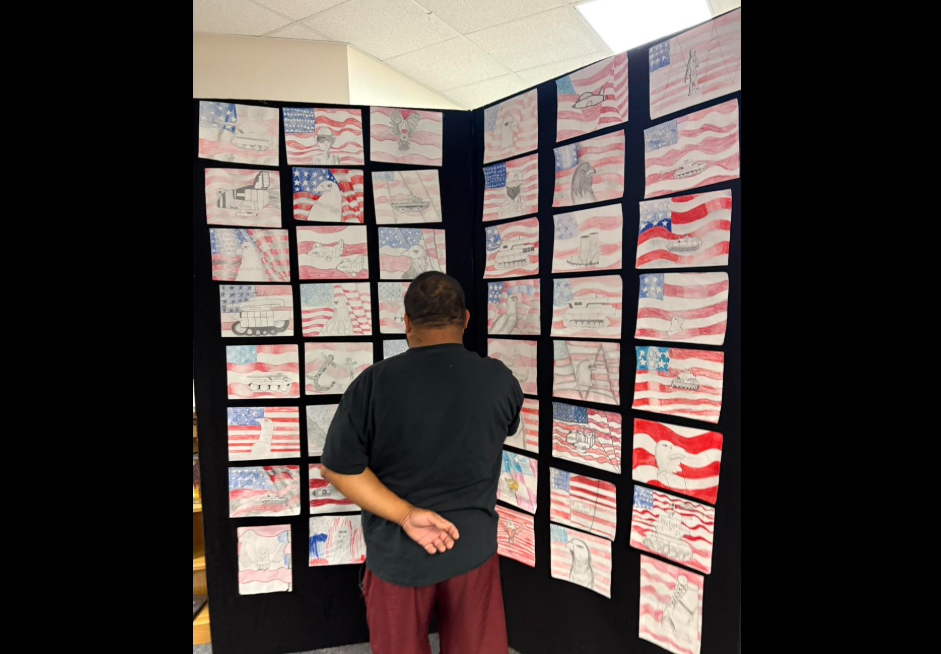 veteran looking at veterans day art