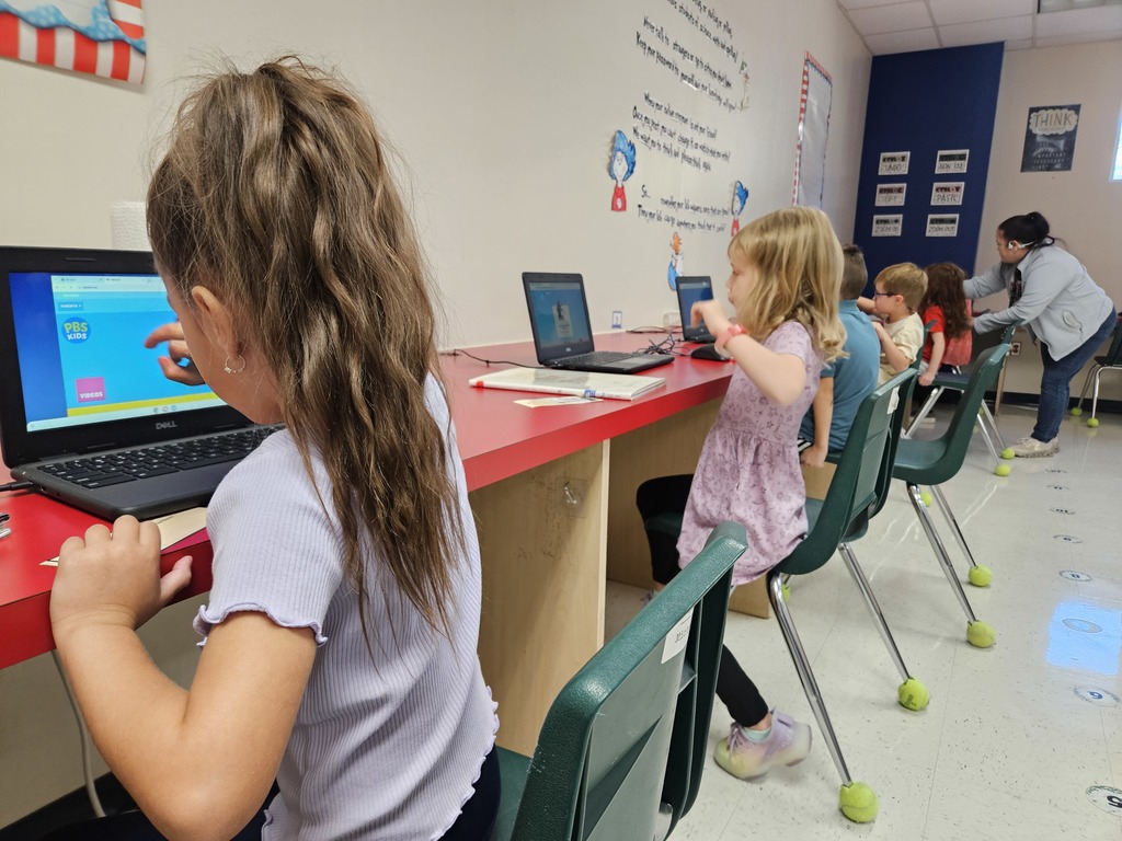 Kindergarten putting their technology skills to use in the Computer Lab