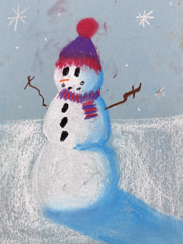 Building snowman with chalk
