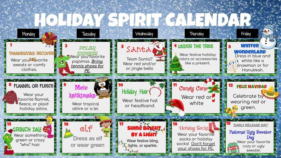 December Dress Up Calendar English