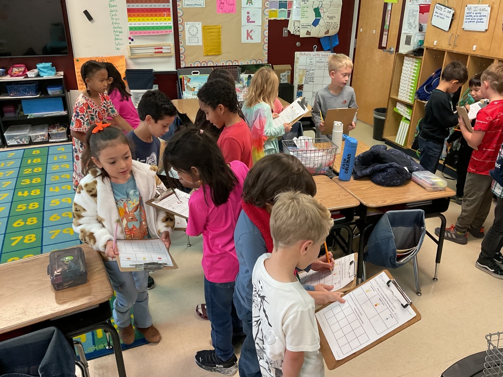 First graders having fun with data