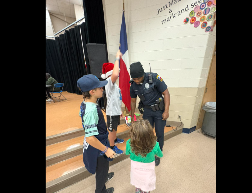 Officer J and some wilder students talking