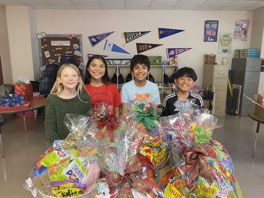 Student Council crew posing with baskets