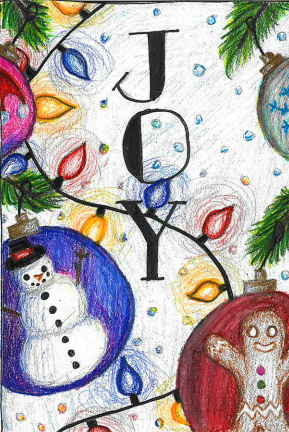 8th grade runner up - Joy with lights and ornaments