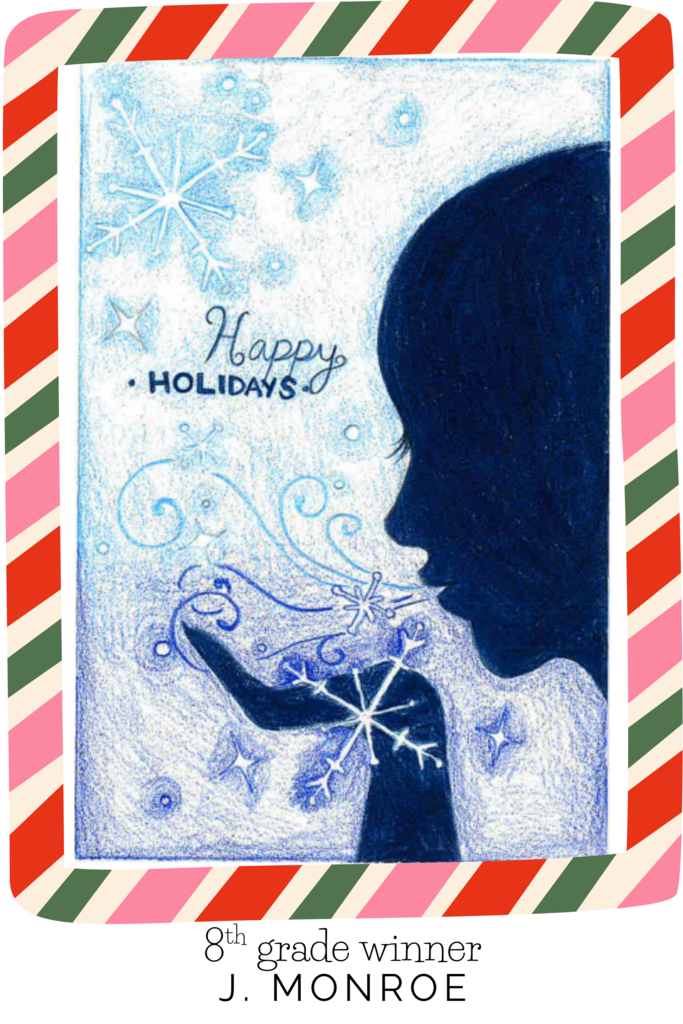 8th grade winner: girl blowing snowflakes