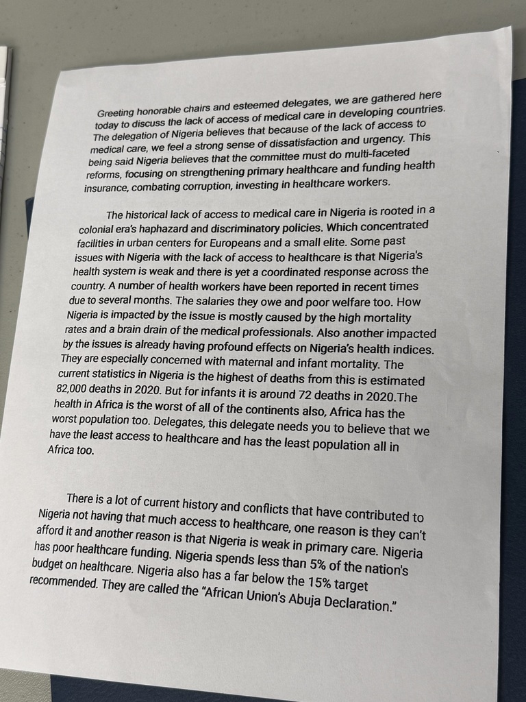 Student research was essential to speak on behalf of their nation