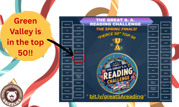 Green Valley is in the Top 50 for the Great S.A. Reading Challenge!