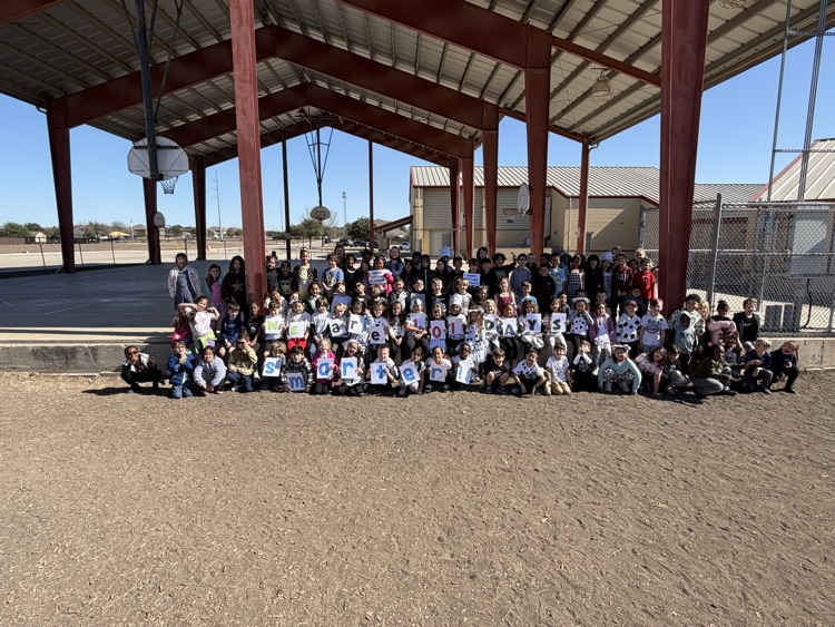first graders in group photo for 101st day of school