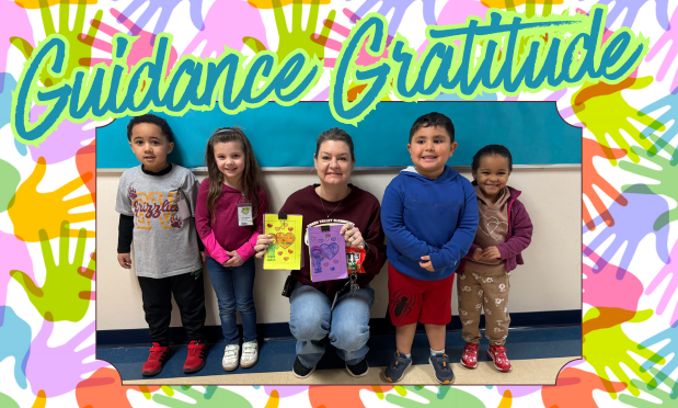 Pre-K students showing their love and gratitude to our counselor, Mrs. Krueger. 