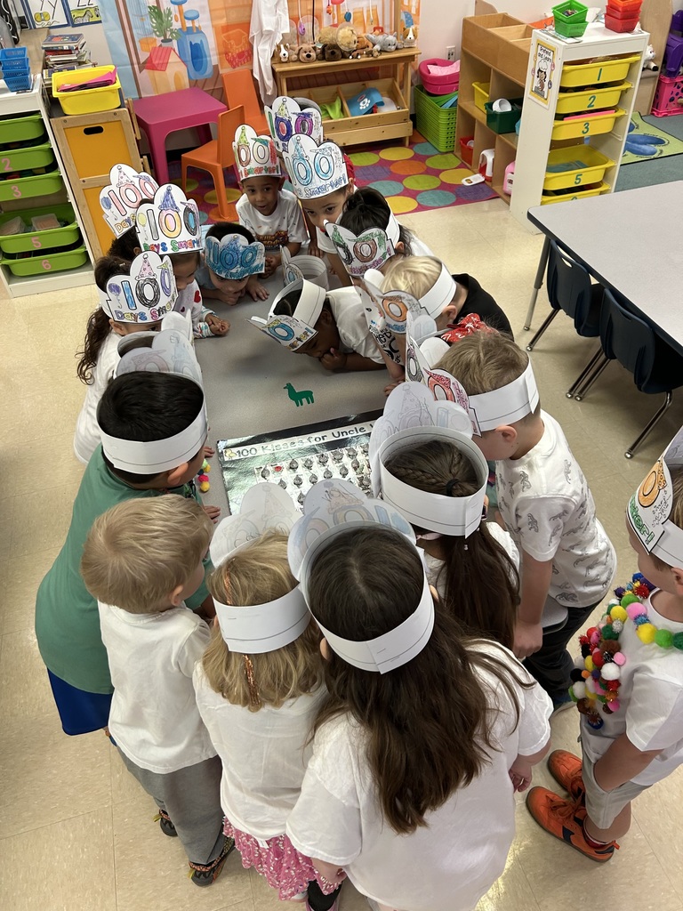 PreK students celebrating 100 days of school.