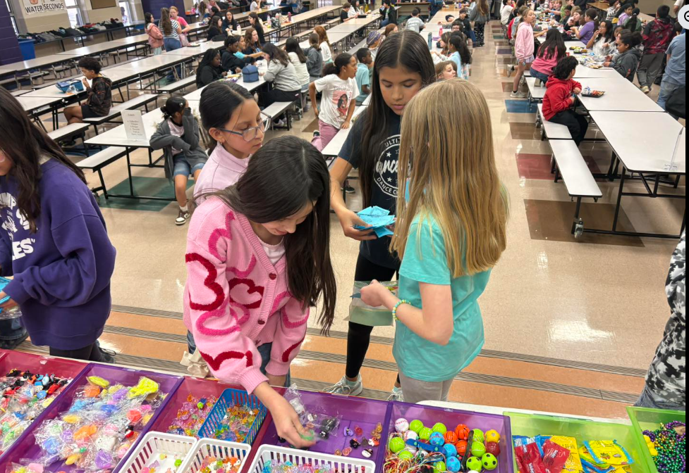 Girls shopping at the school store