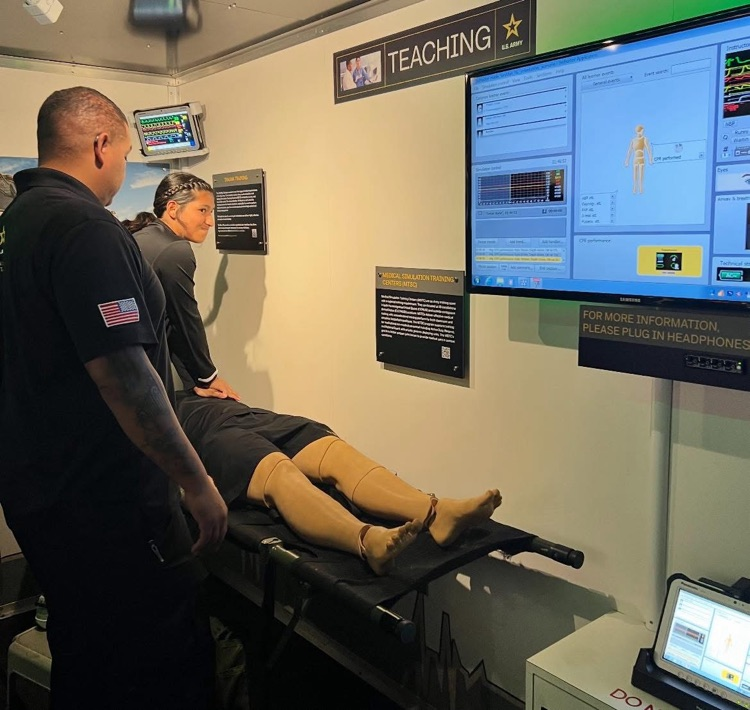 students in medical truck