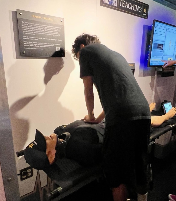 students in medical truck