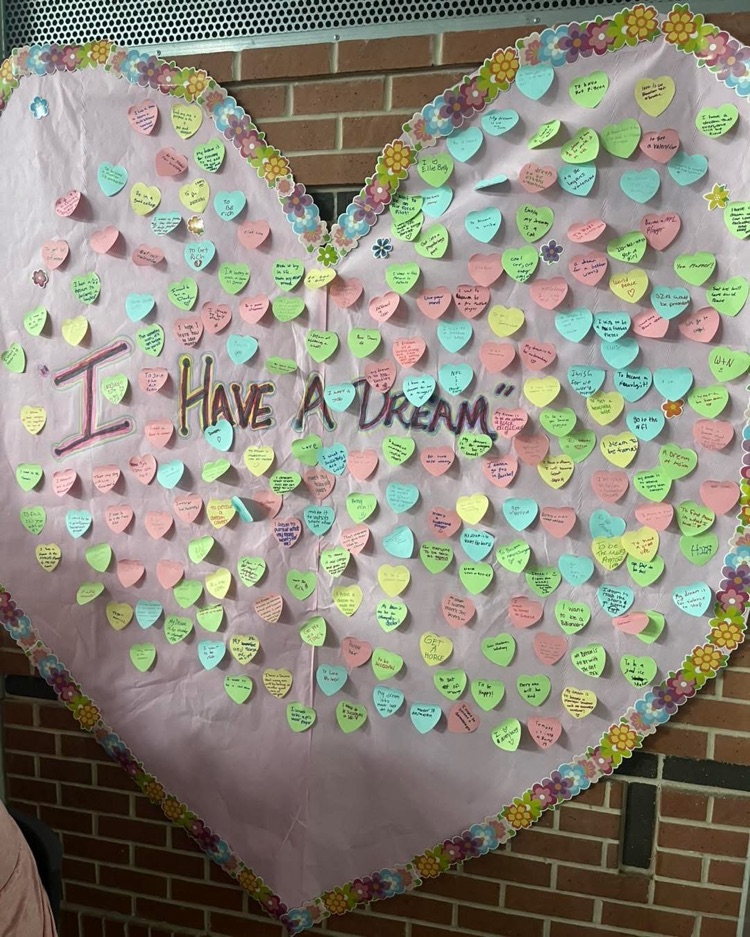 student messages on I have a dream poster