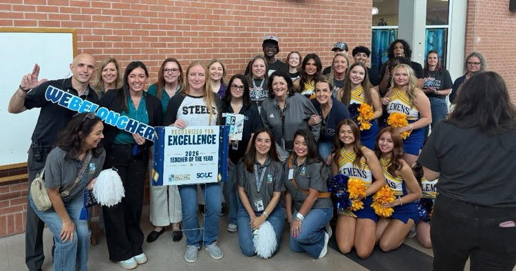 teachers and students cheering