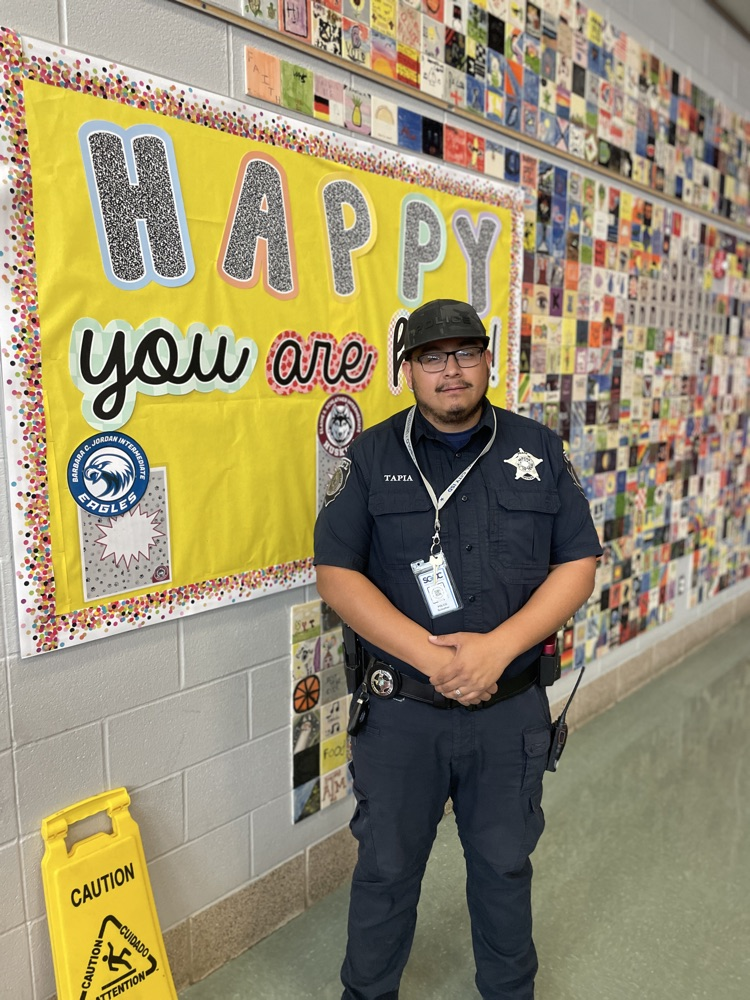 officer Tapiain the cafeteria 