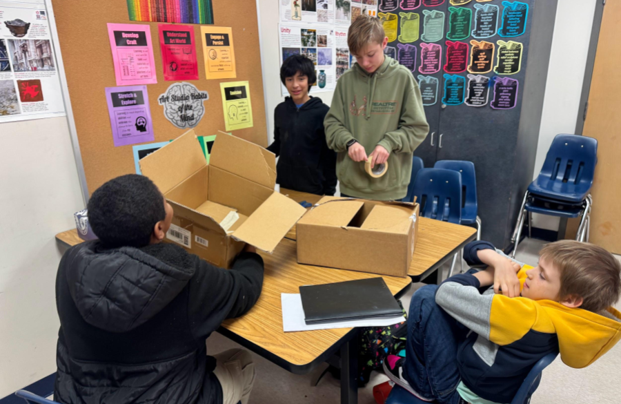 art students working on Big Art Day event projects