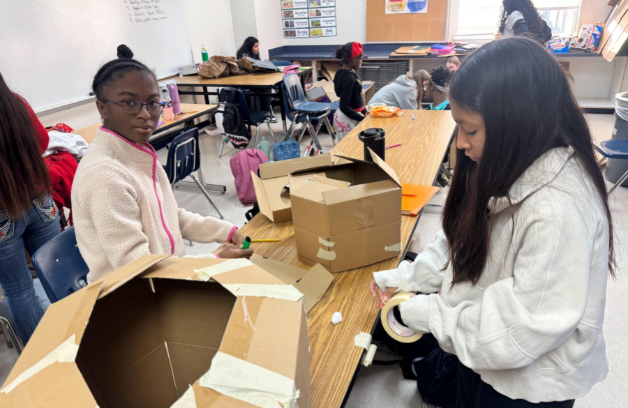 art students working on Big Art Day event projects