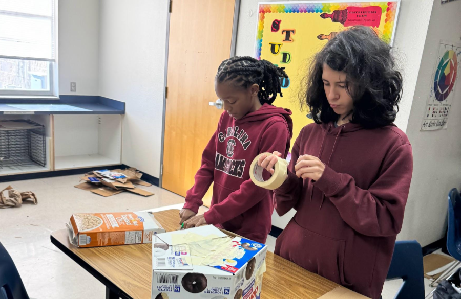 art students working on Big Art Day event projects