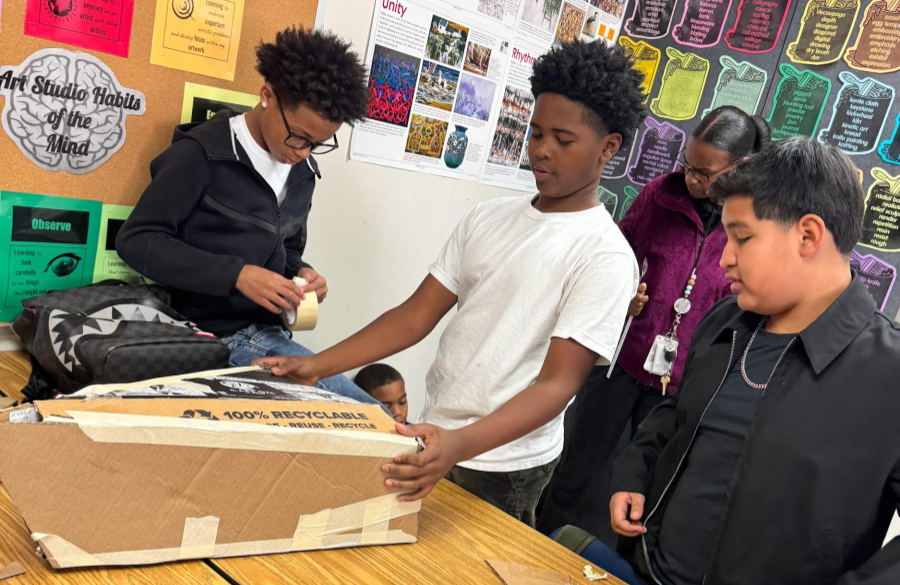 art students prepare for the big art day event