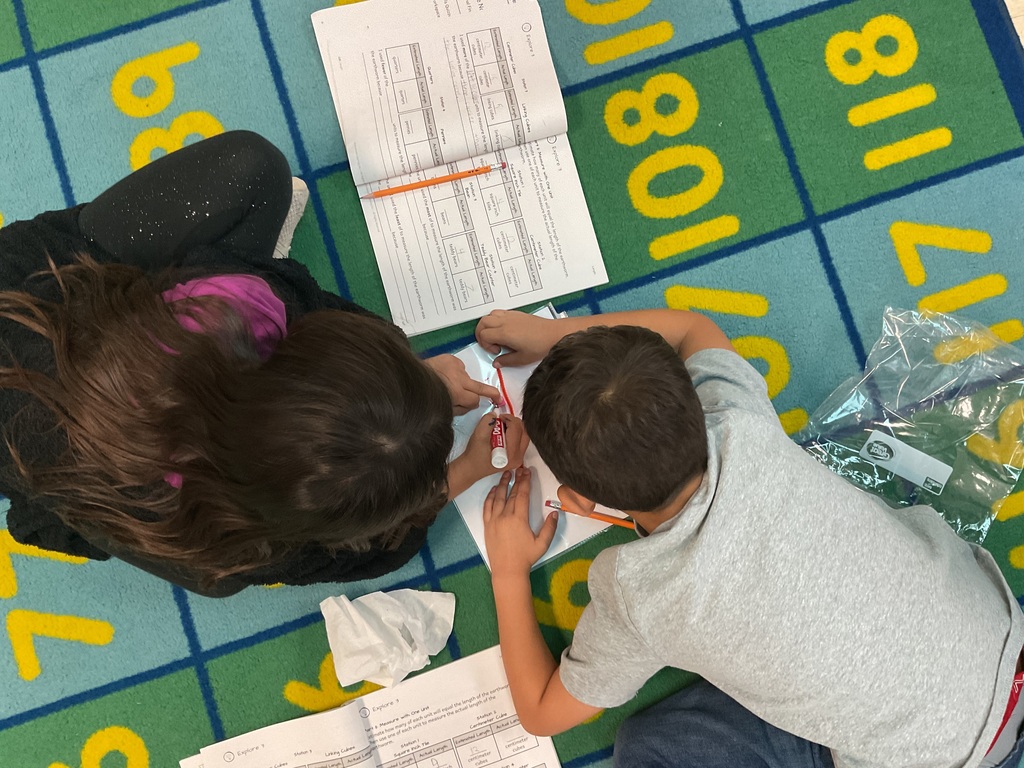 Students measuring using iteration. 