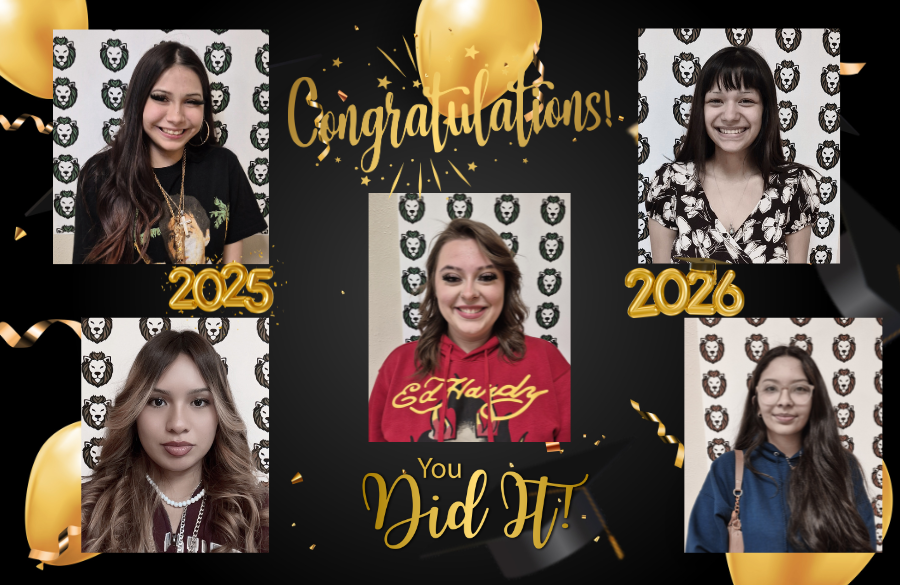five girls finished high school and they are posing for pictures