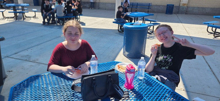 two girls having lunch