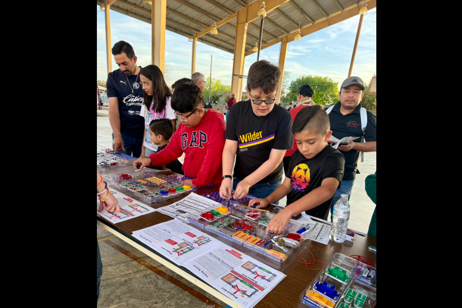 students doing an activity under pavilion