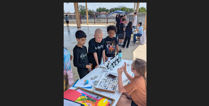 boys listening to science about rocks