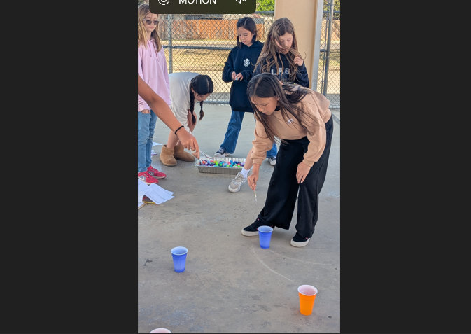 girl doing a cup experiment