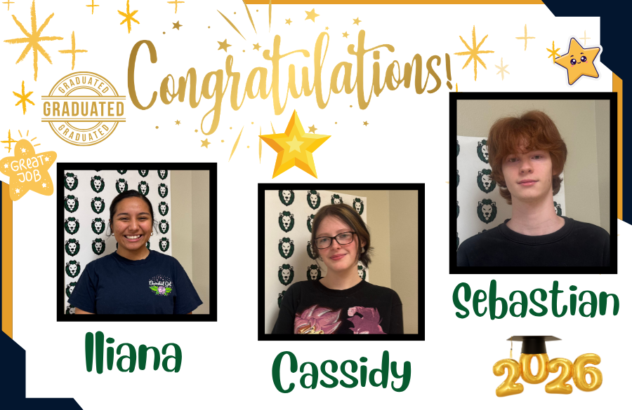 3 students pose for picture at school