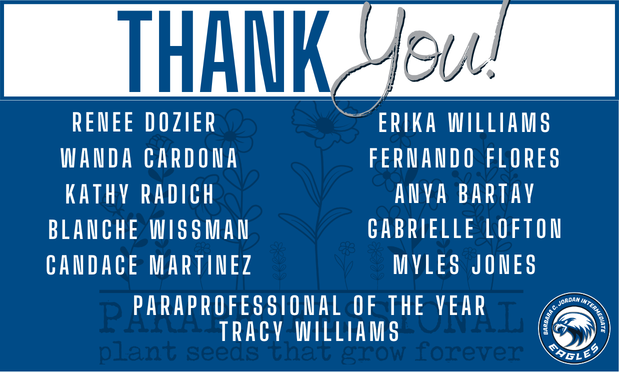 picture of list of paraprofessionals celebrating paraprofessional day