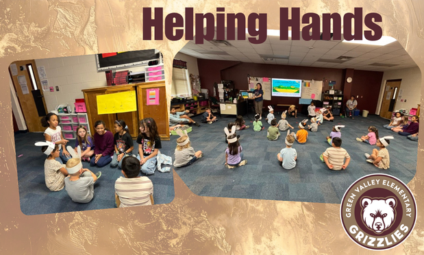 PreK students helping 4th graders with their service project.